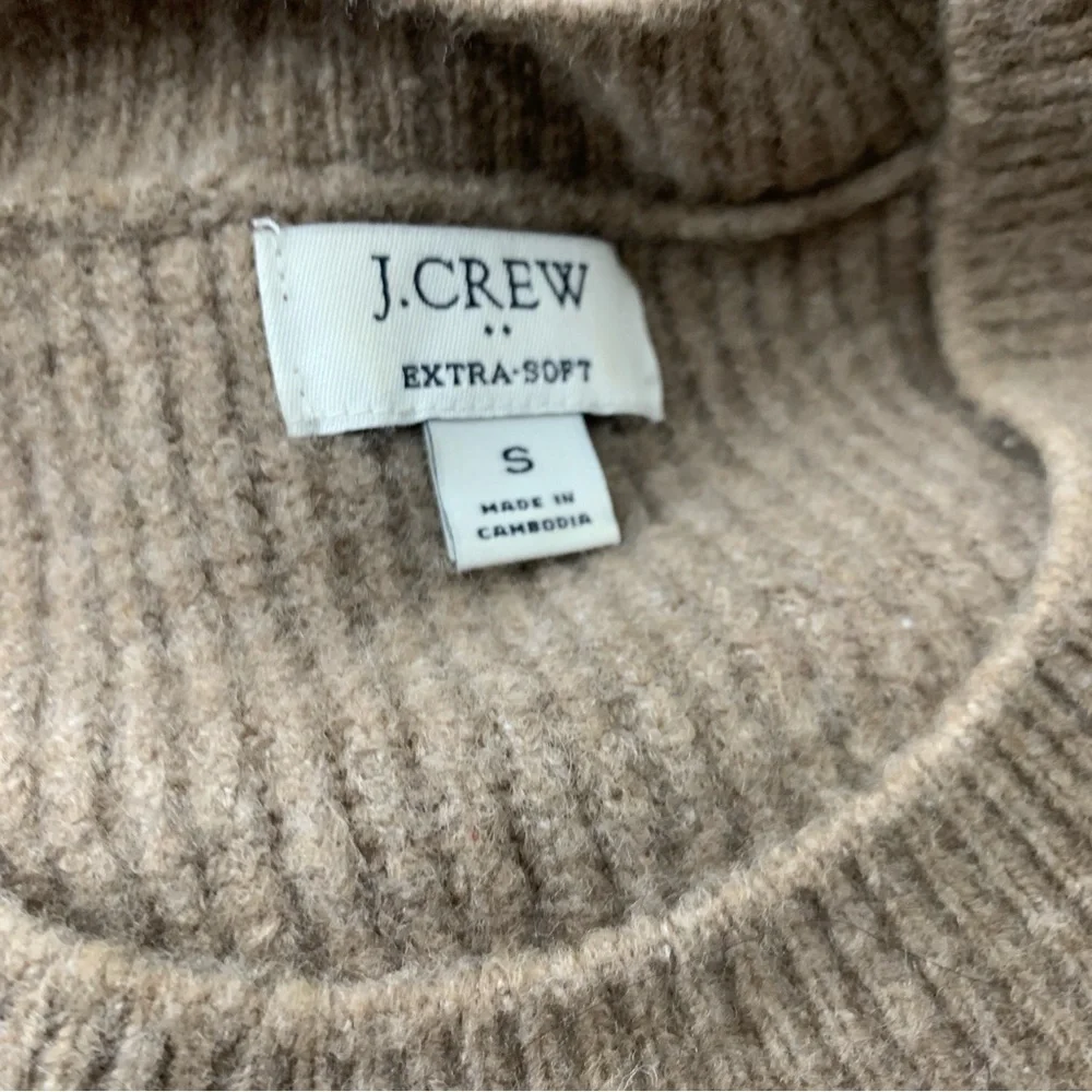 J‎ Crew Women Size Small Sweater Brown Ribbed Boyfriend Crewneck Extra Soft Top